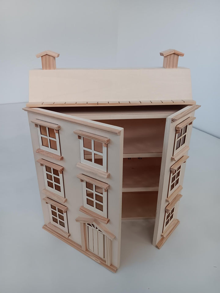 Casa de Bonecas em Madeira DIY - 3 Andares e Sótão