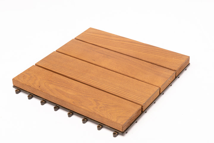 Deck Madeira Modular Freixo Thermo 300X300(71)mm, Exclusive, Base PVC, Preço à Unidade