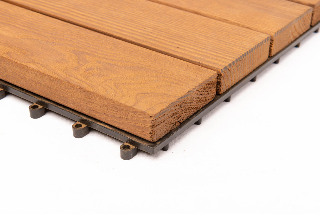 Deck Madeira Modular Freixo Thermo 300X300(71)mm, Exclusive, Base PVC, Preço à Unidade