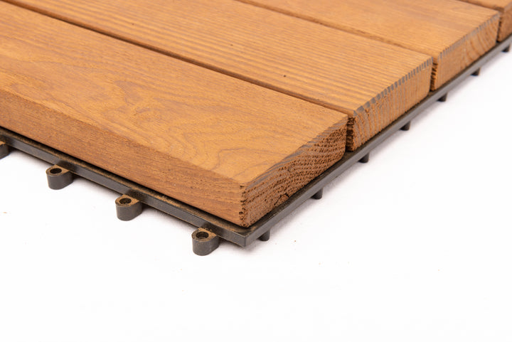 Deck Madeira Modular Freixo Thermo 300X300(71)mm, Exclusive, Base PVC, Preço à Unidade