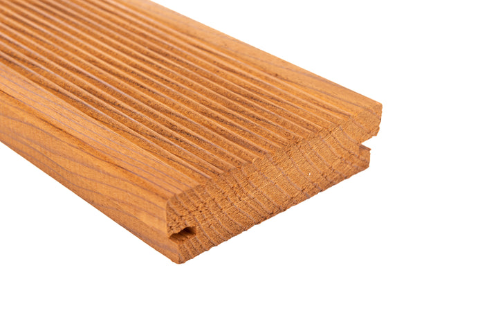 Deck de Pinho Marítimo TMI  26X120X600-2400mm Special, Ranhurado,  Fixação Semi-oculta, Preço ao m2