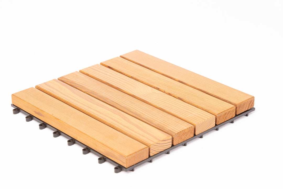 Deck Madeira Modular  Pinho Marítimo Thermo 300X300(46)mm, Exclusive, Base PVC, Preço à Unidade