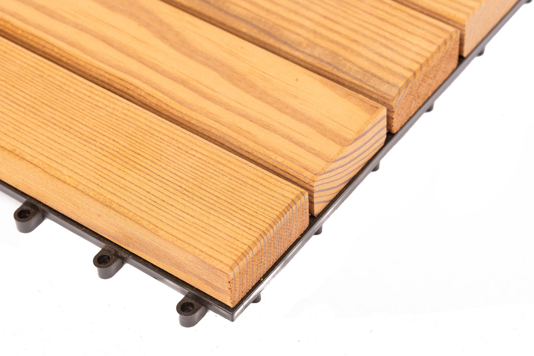 Deck Madeira Modular  Pinho Marítimo Thermo 300X300(46)mm, Exclusive, Base PVC, Preço à Unidade